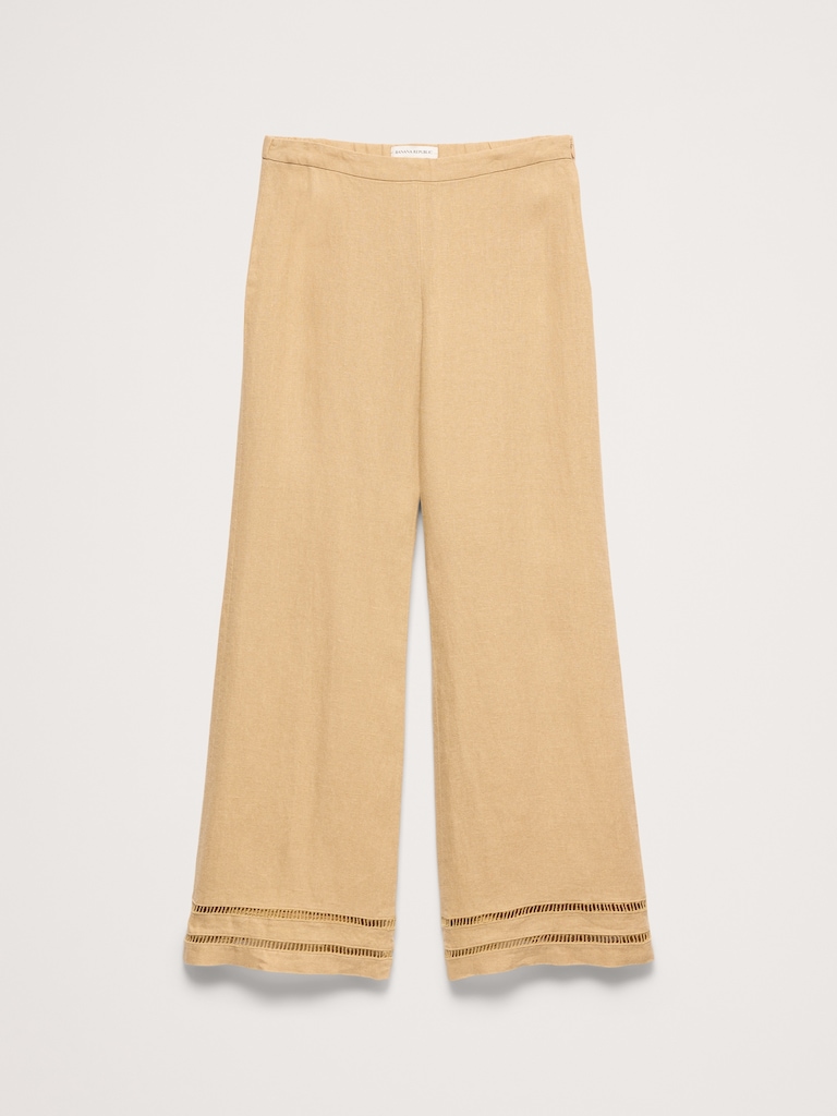 Mid-Rise Kick-Flare Linen Ankle Pant