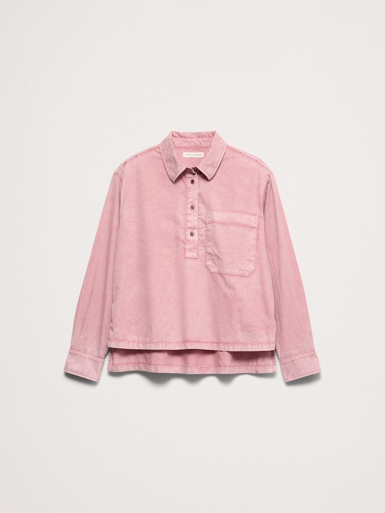 Oversized Cotton Twill Popover Shirt