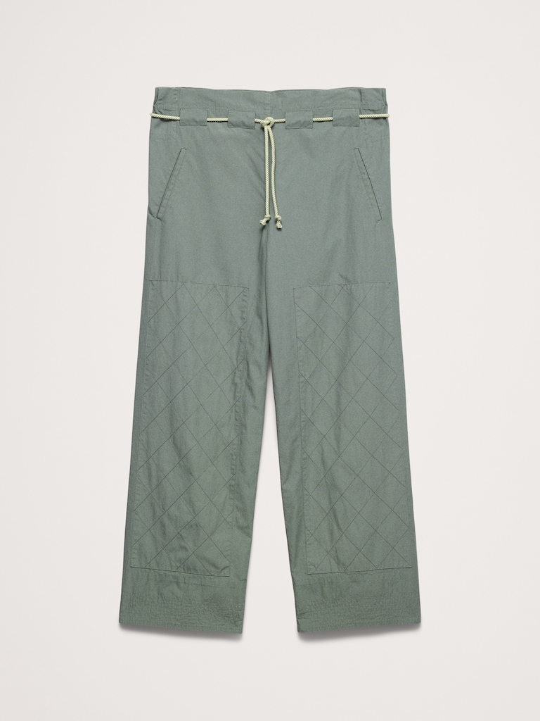 Mid-Rise Cotton Poplin Drawstring Pant