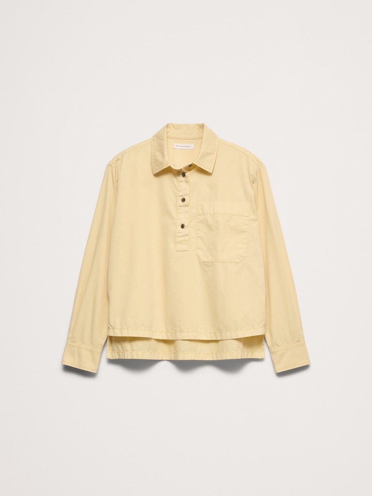 Oversized Cotton Twill Popover Shirt