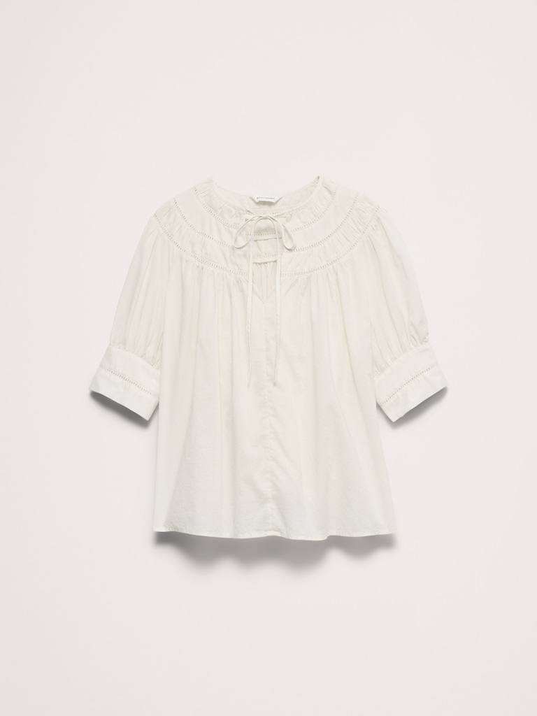 Lightweight Cotton Inset Lace Top