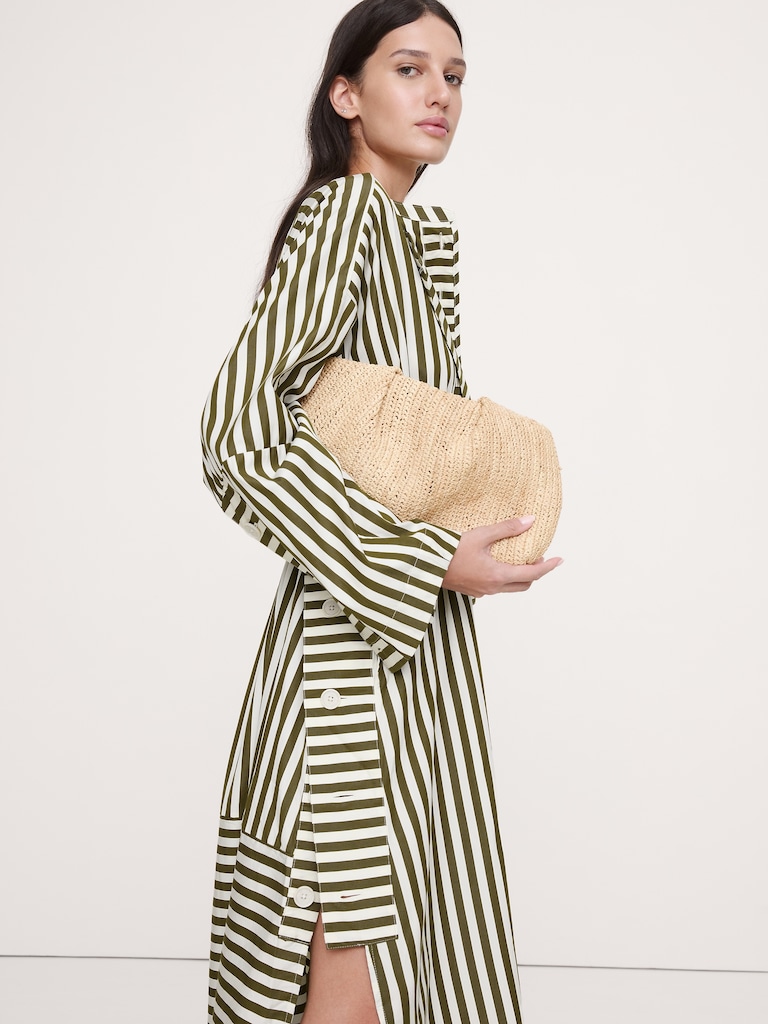 Cotton Poplin Big-Button Shirt Dress