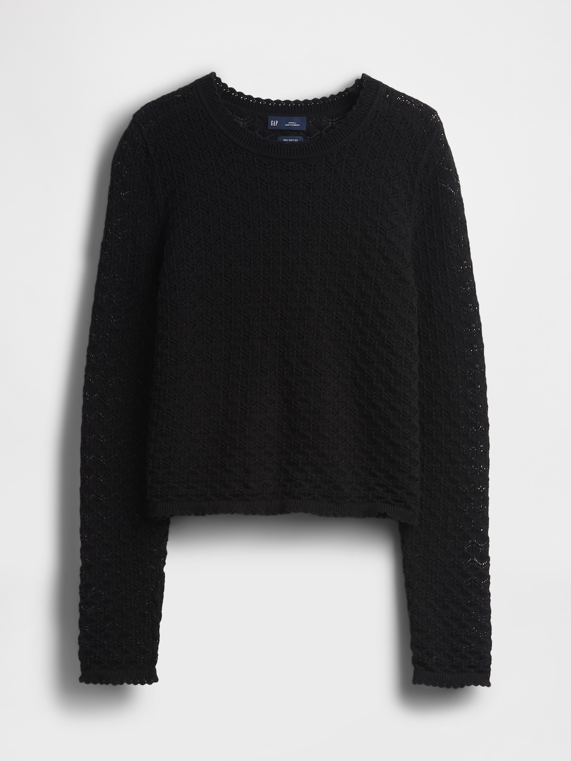 100% Cotton Pointelle Crop Sweater
