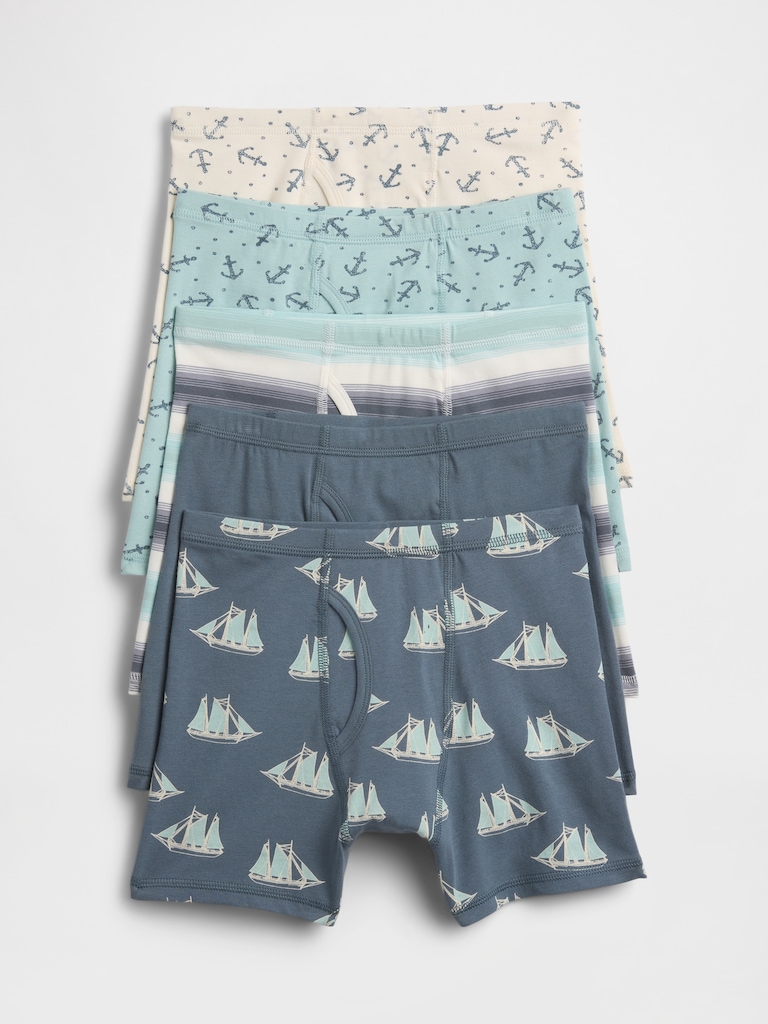 Kids Organic Stretch Cotton Boxer Briefs (5-Pack)