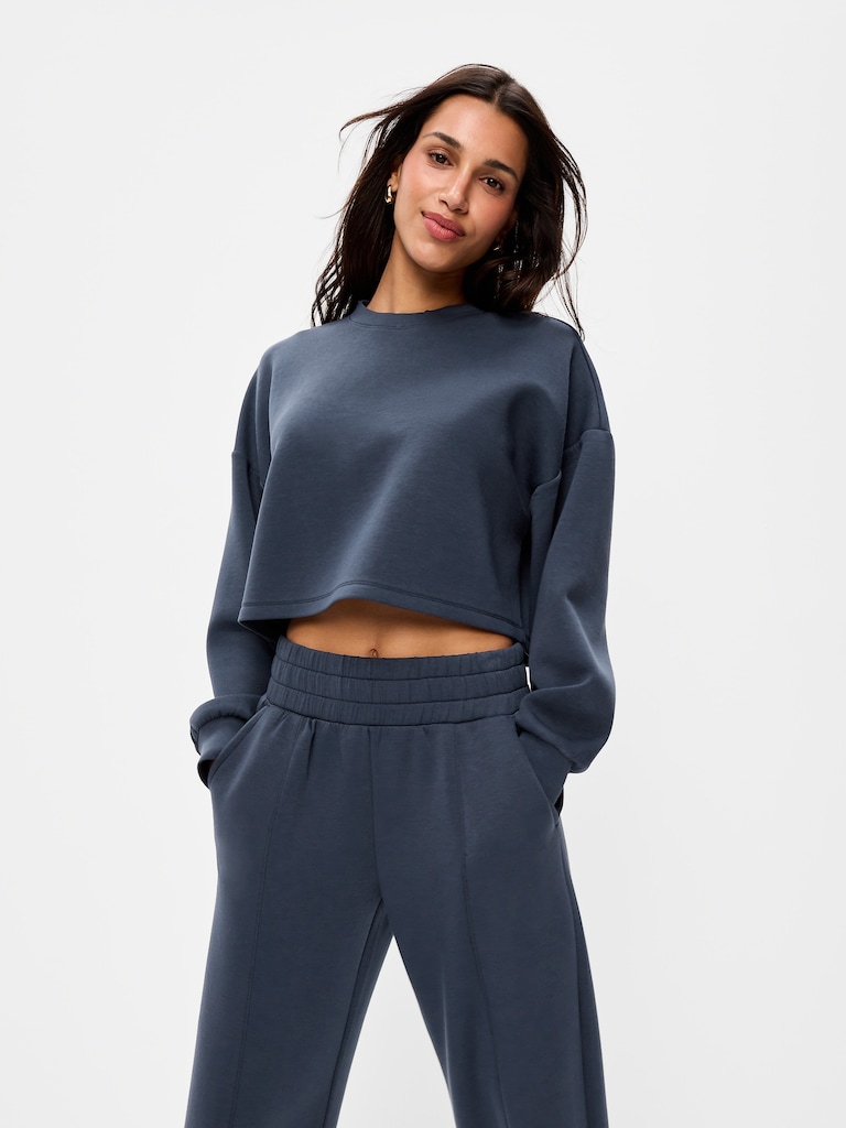 Bounce Fleece Crew-Neck Cropped Top