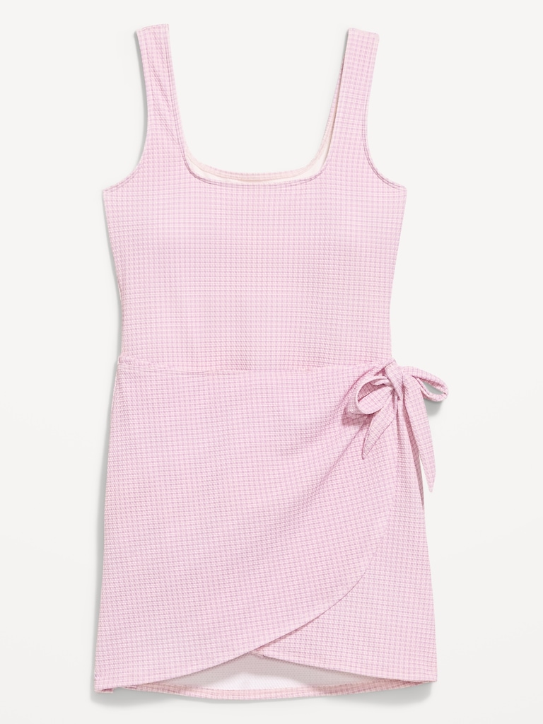 Pique Side-Tie Swim Dress