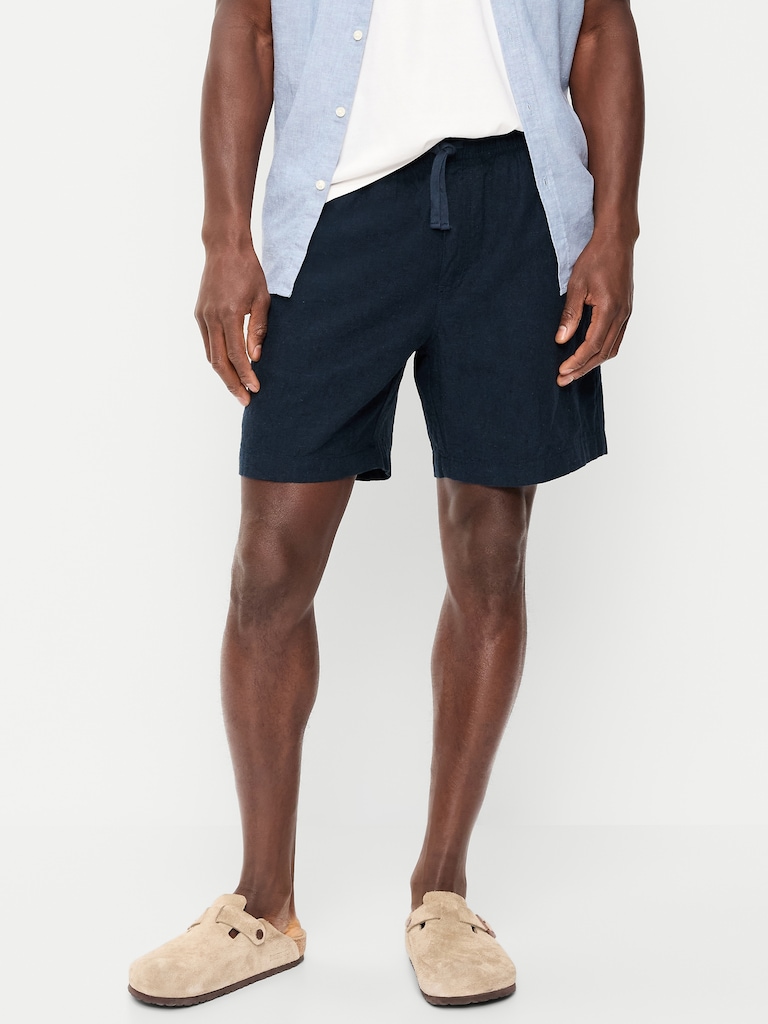 Linen-Blend Jogger Shorts -- 7-inch inseam