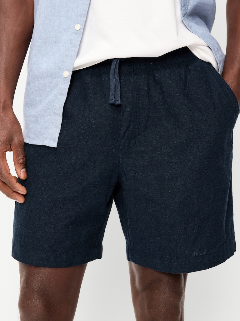 Linen-Blend Jogger Shorts -- 7-inch inseam