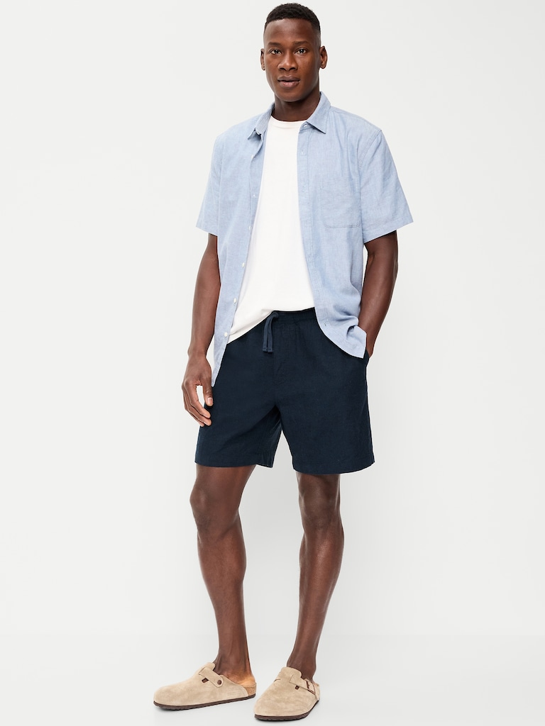 Linen-Blend Jogger Shorts -- 7-inch inseam