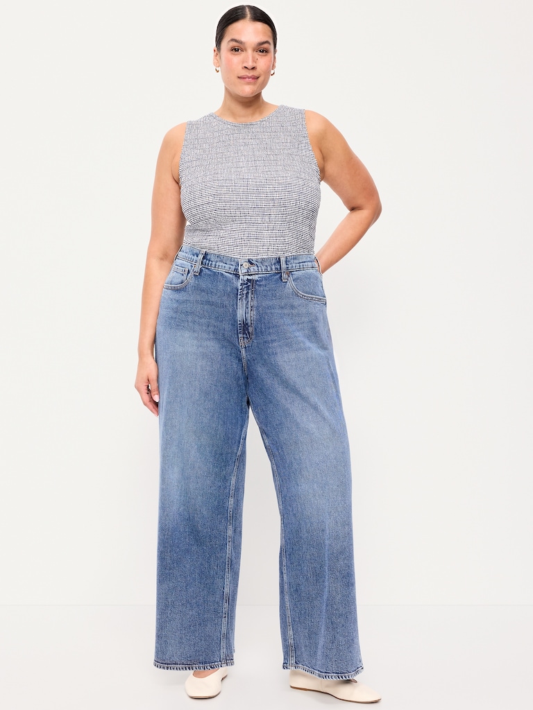High-Waisted Baggy Wide-Leg Stretch Jeans