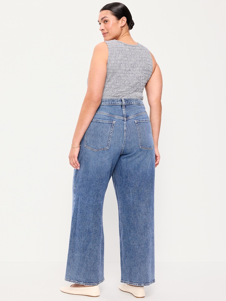 High-Waisted Baggy Wide-Leg Stretch Jeans