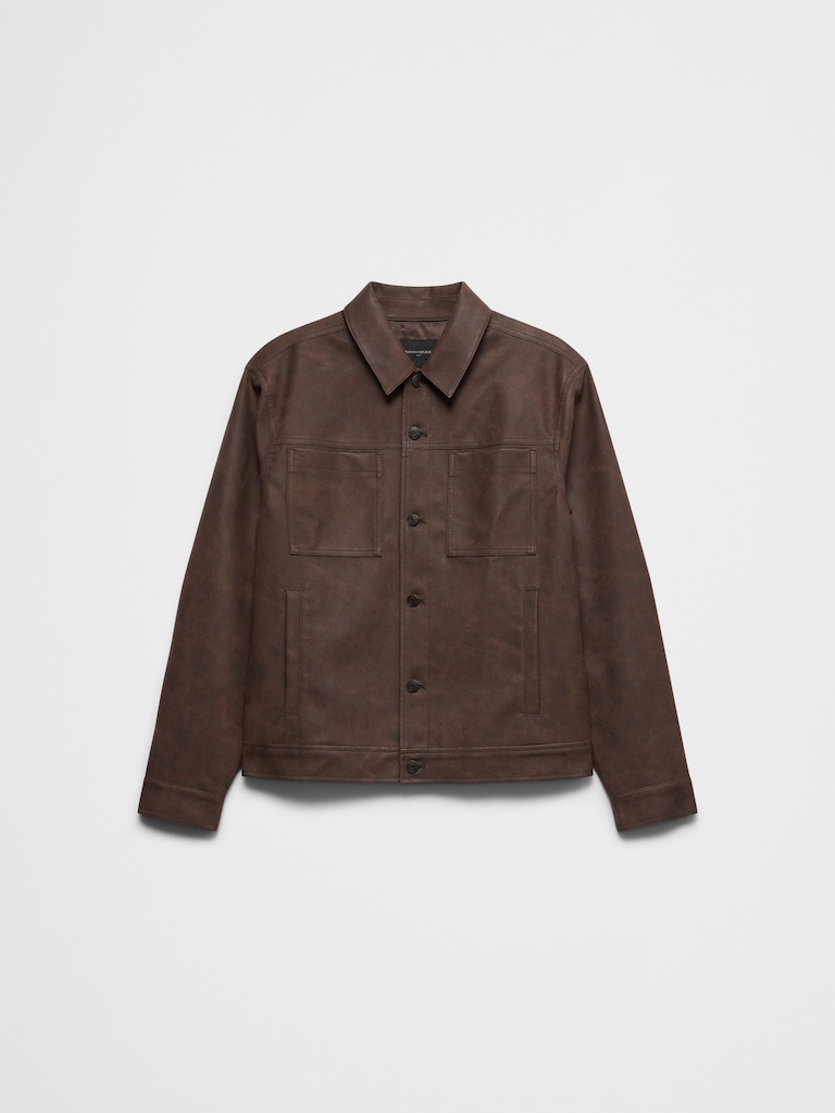 Vegan Leather Trucker Jacket