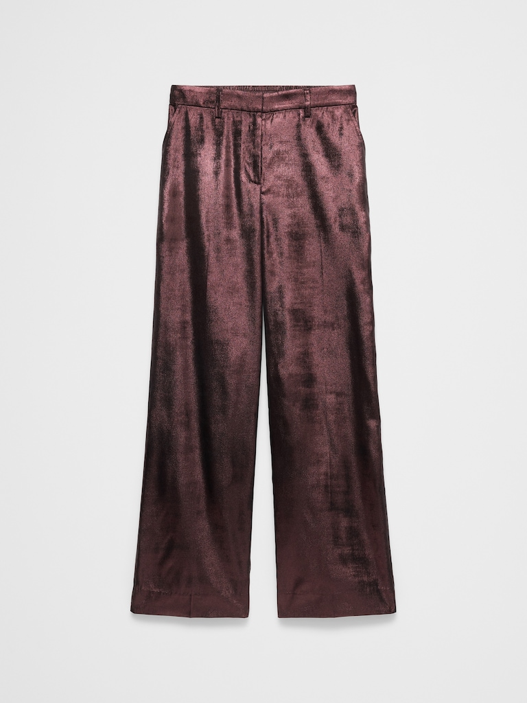Metallic Wide-Leg Pant