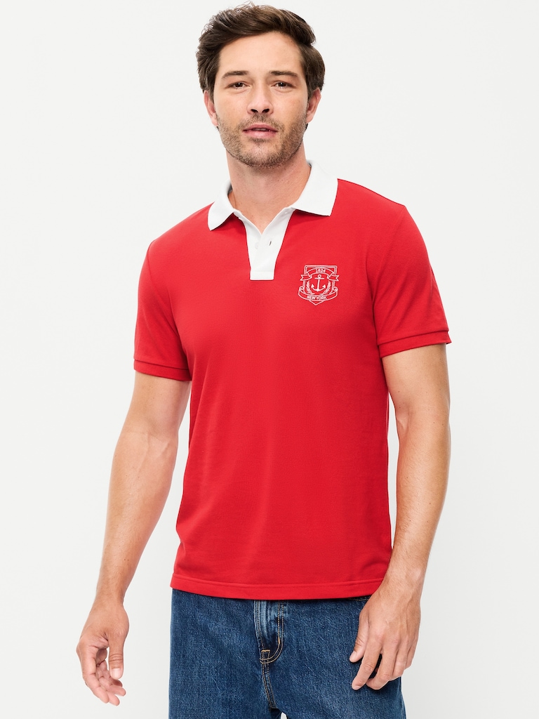 Classic Fit Pique Graphic Polo