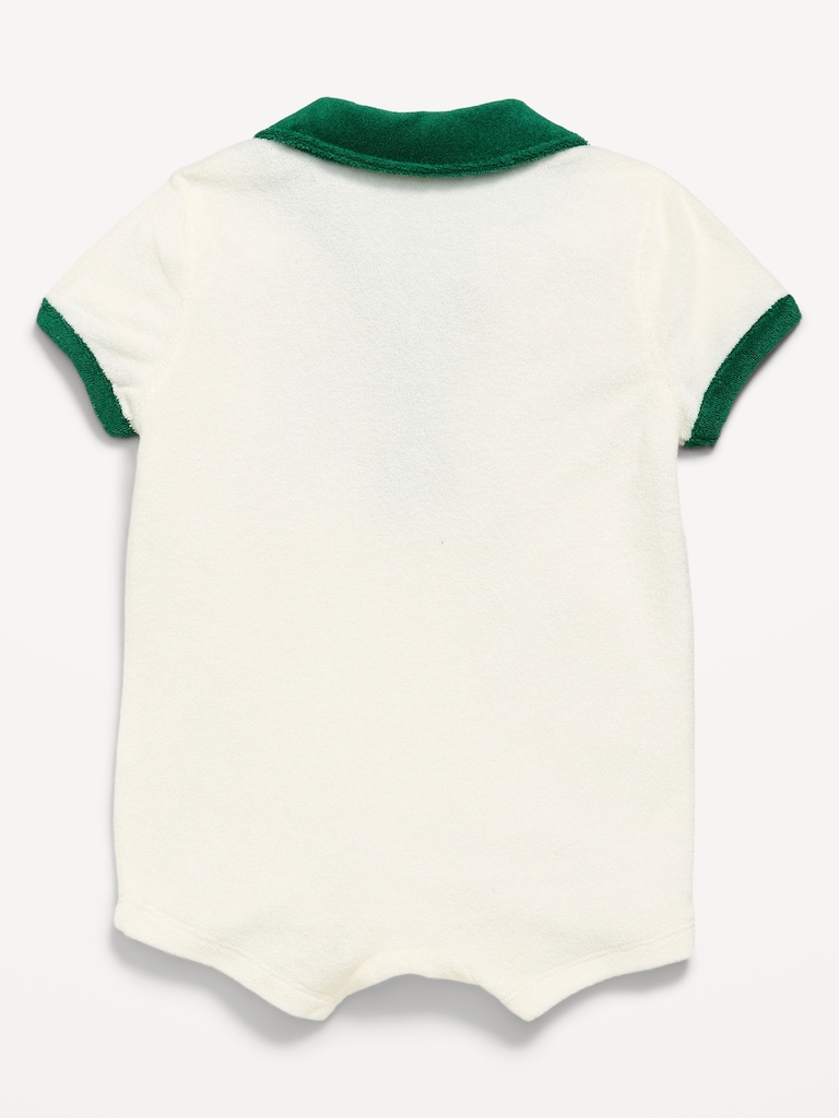 Towel-Terry Collared One-Piece Romper for Baby
