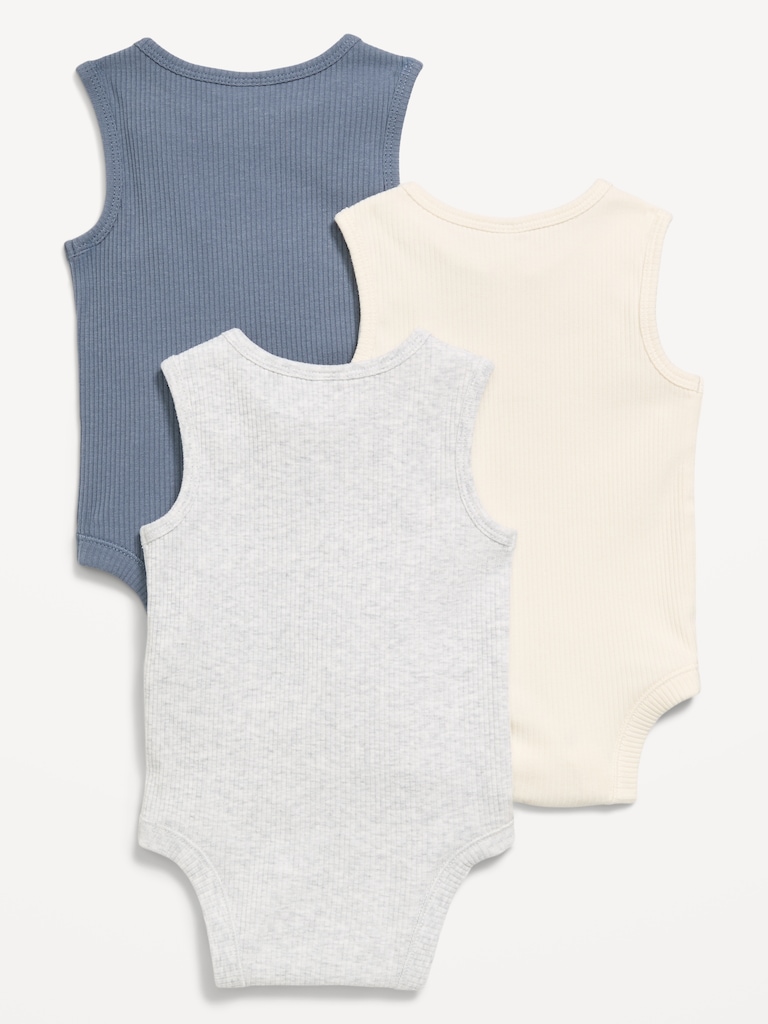 Sleeveless Ribbed Henley Bodysuit 3-Pack for Baby