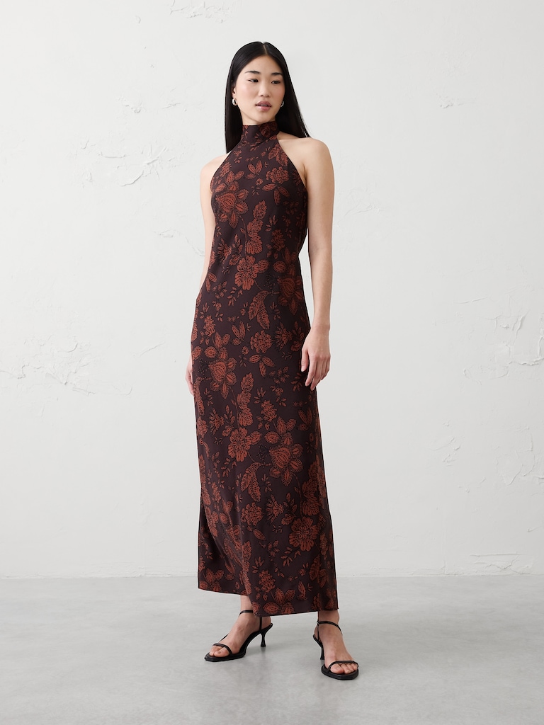 Halter Open-Back Maxi Dress