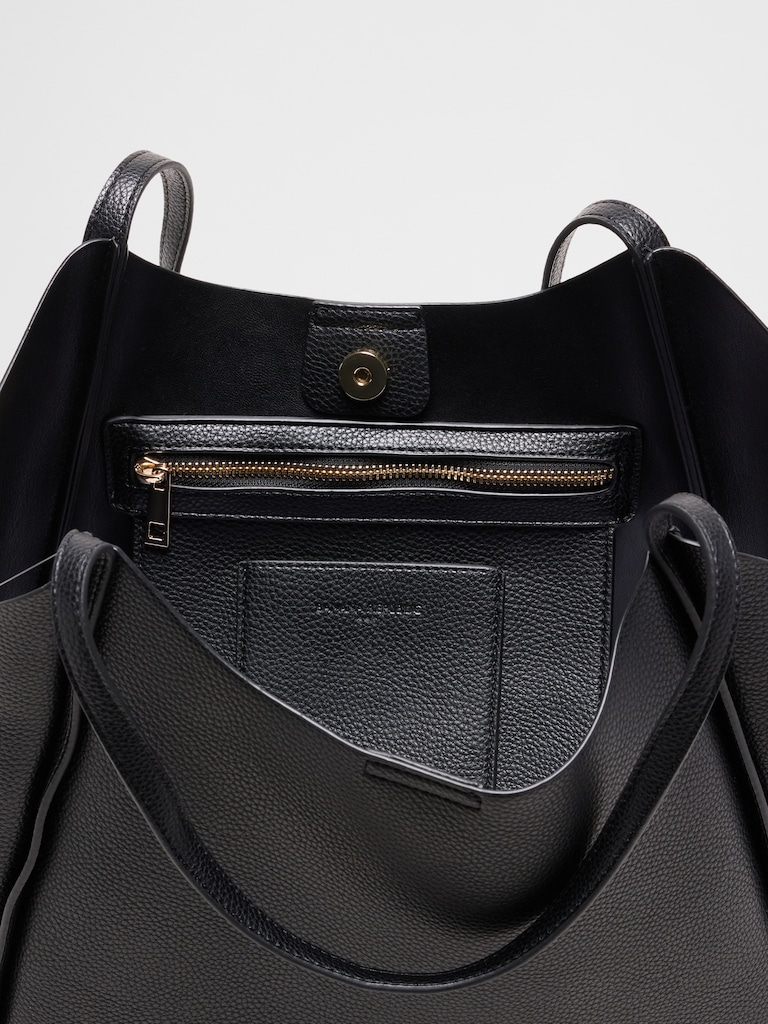 Vegan Leather Modern Bucket Tote