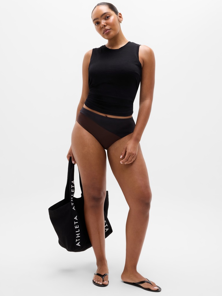 High Waist Cheeky Colorblock Swim Bottom
