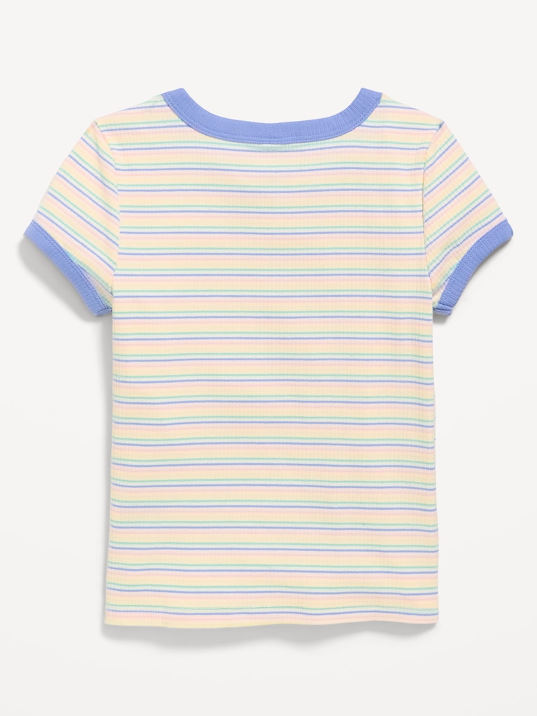 Fitted Short-Sleeve Ribbed Ringer T-Shirt for Girls