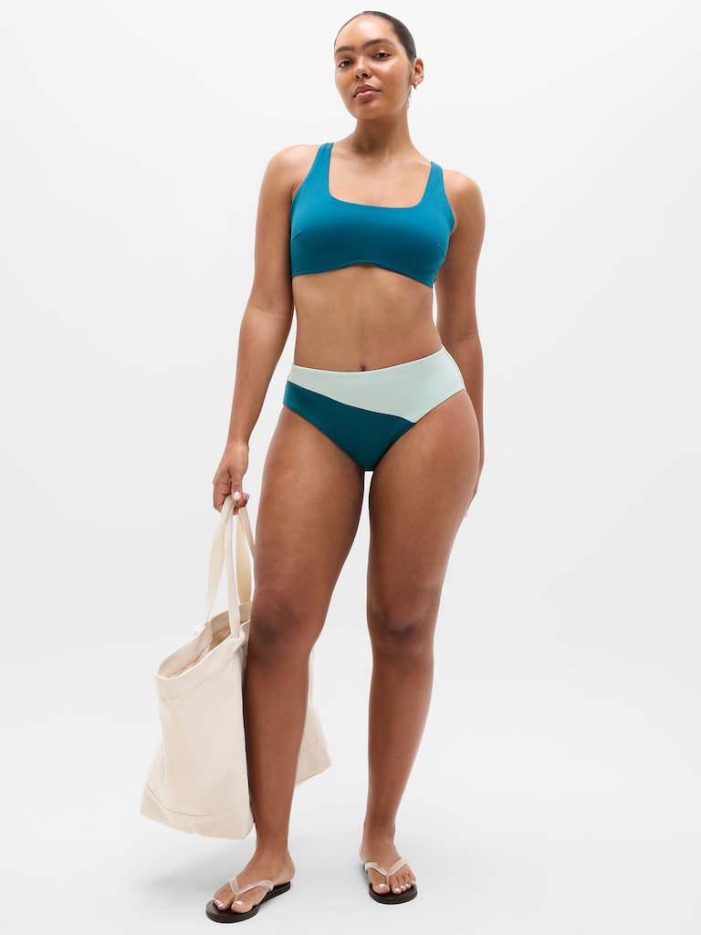 High Waist Cheeky Colorblock Swim Bottom