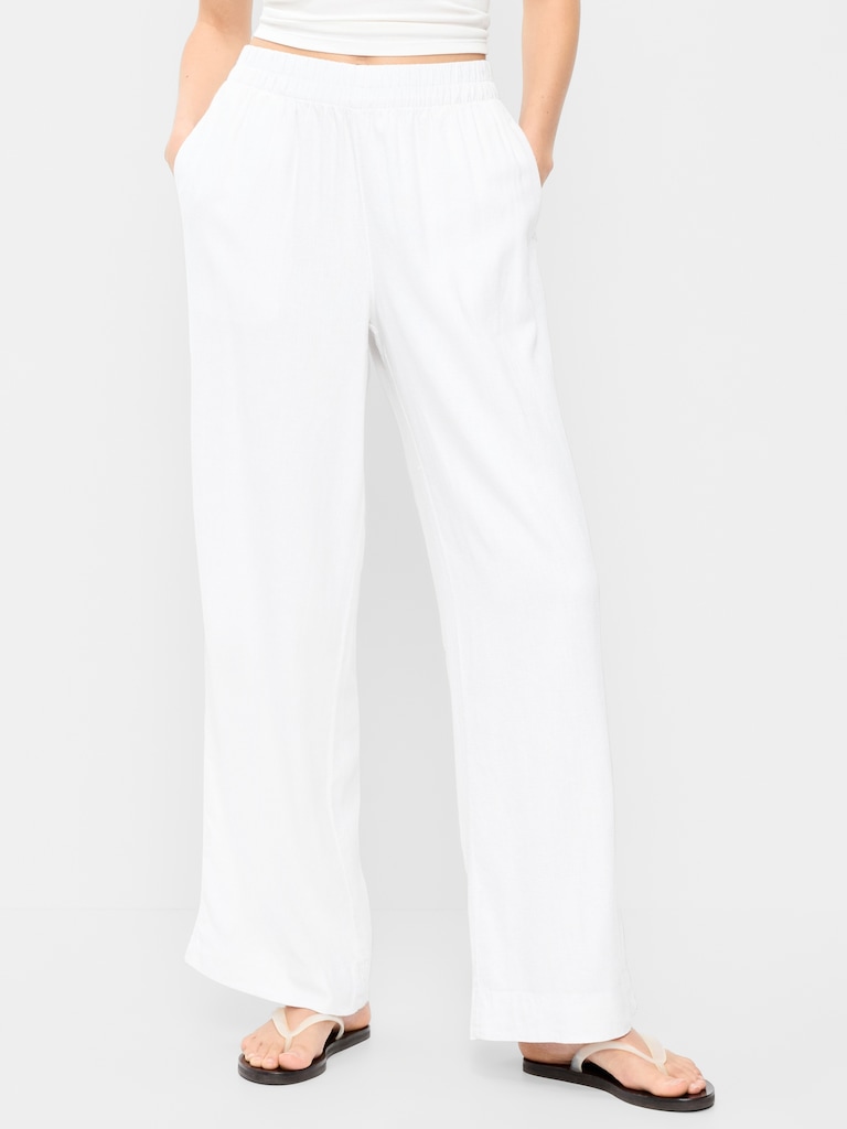 High-Waisted Linen-Blend Wide-Leg Pants