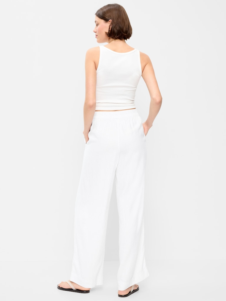 High-Waisted Linen-Blend Wide-Leg Pants