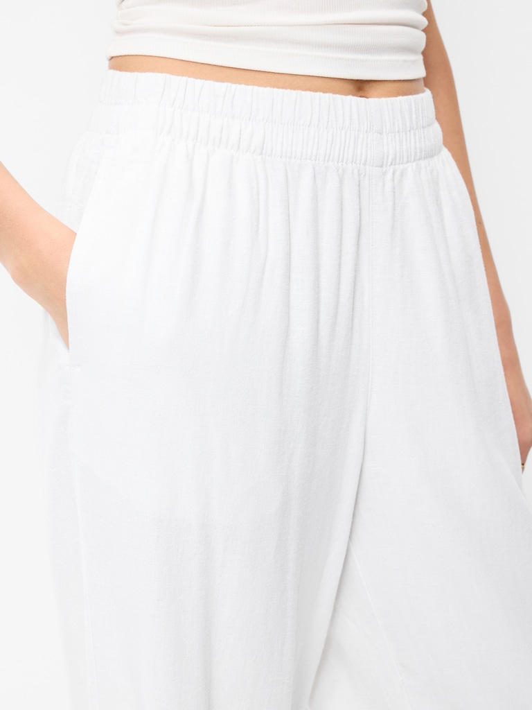 High-Waisted Linen-Blend Wide-Leg Pants