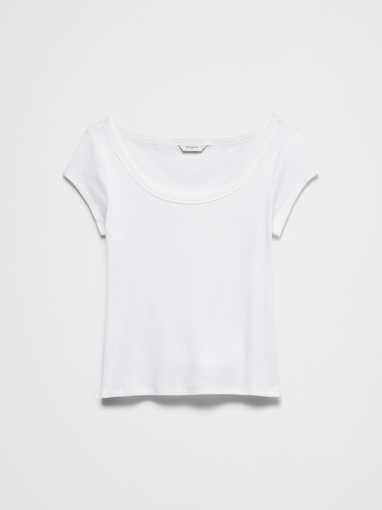 Ribbed Scoop-Neck T-Shirt