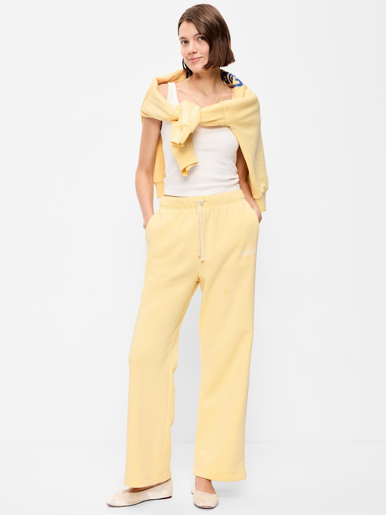 Pantalon en coton ouaté Vintage à taille très haute à logo