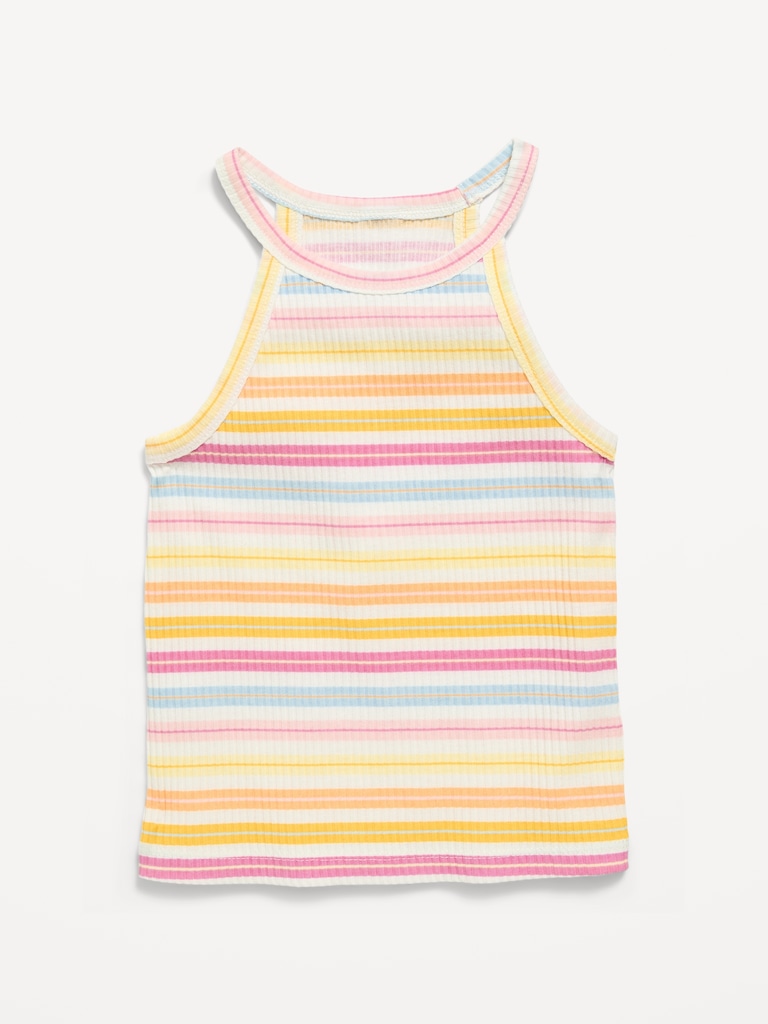 Fitted Ribbed Logo-Graphic Halter Tank Top for Toddler Girls