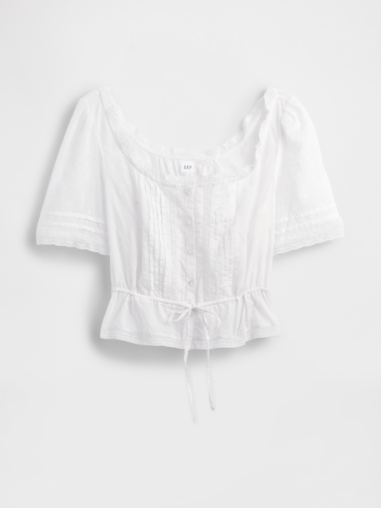 Lace-Trim Peplum Top