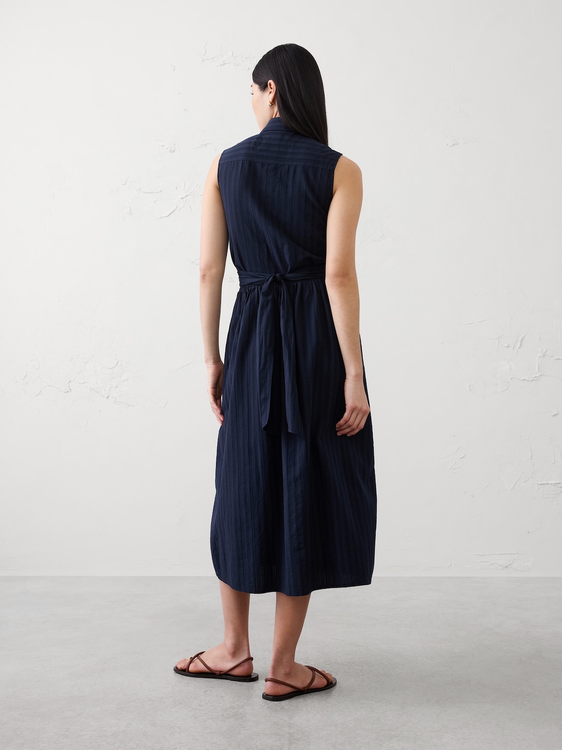 Dobby Wrapped Midi Shirtdress