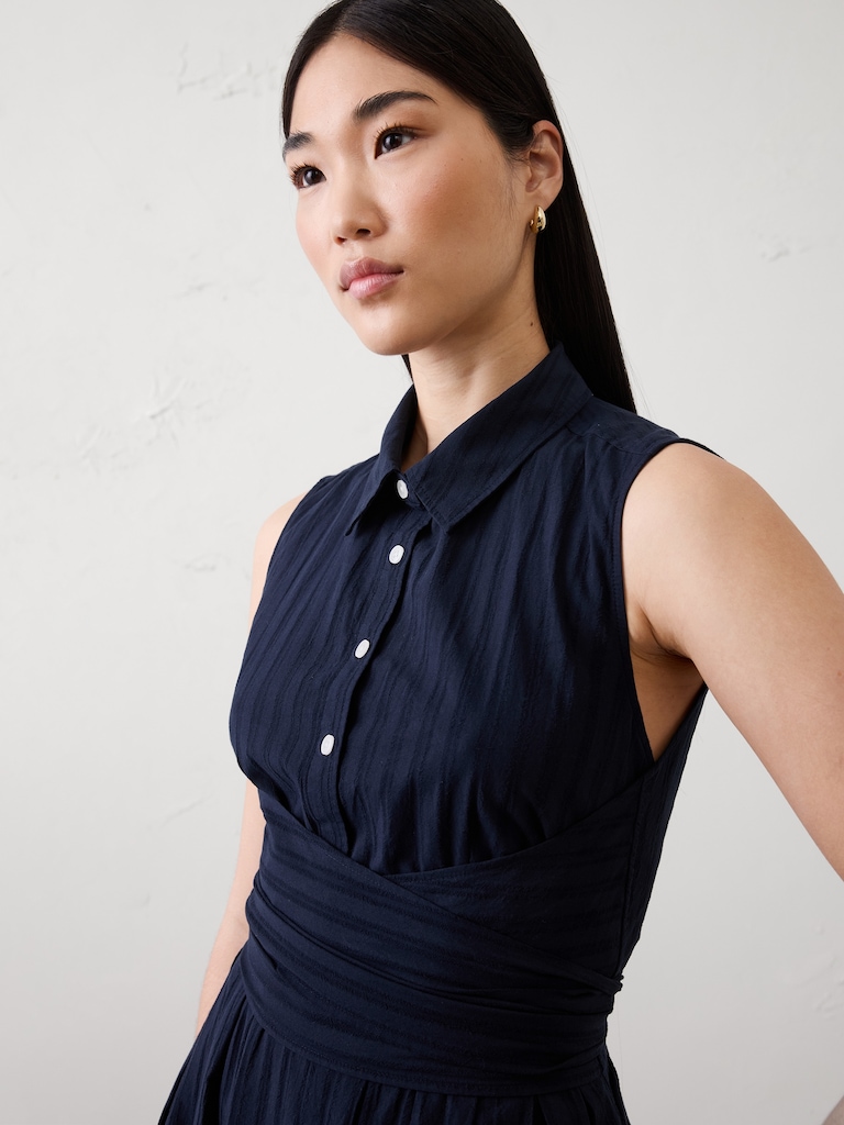 Dobby Wrapped Midi Shirtdress