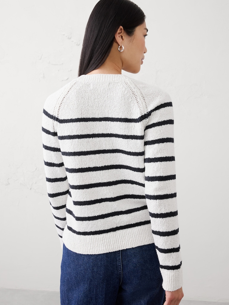 Striped Boucle Raglan Sweater
