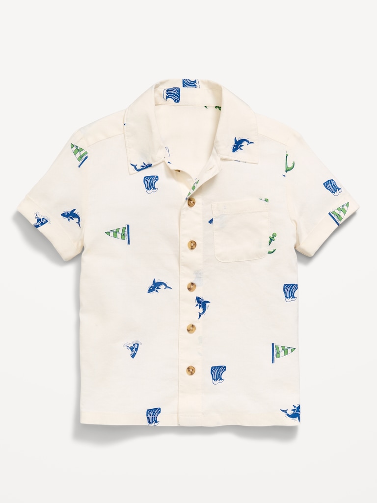 Printed Crinkle Pocket Shirt for Toddler Boys