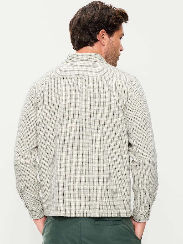 Long-Sleeve Textured Camp Shirt