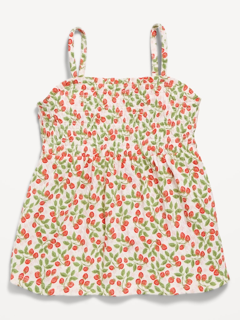 Printed Sleeveless Textured Smocked Top for Girls