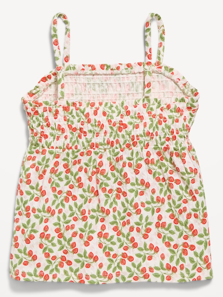 Printed Sleeveless Textured Smocked Top for Girls