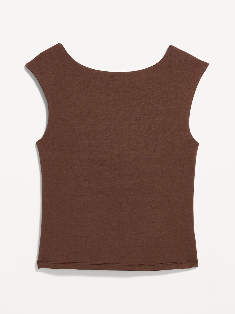 Cap-Sleeve Tie-Back Top