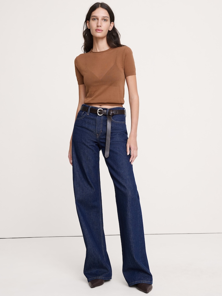 Sheer Ultra-Fine Cotton Sweater Tee