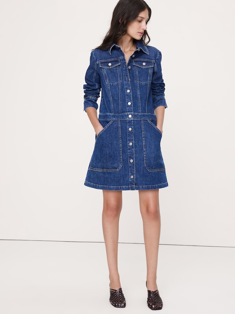 Denim Trucker Mini Dress