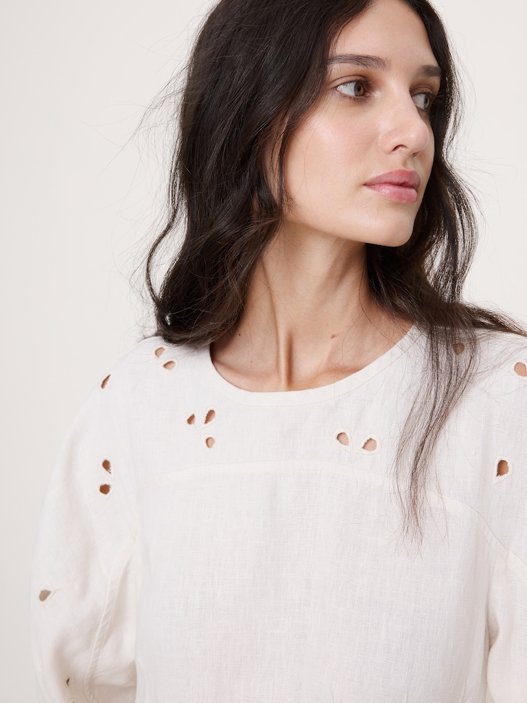 Eyelet Linen Mini Dress