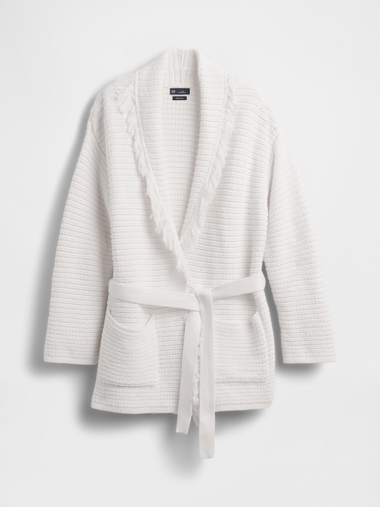 100% Cotton Oversized Fringe Shawl Cardigan