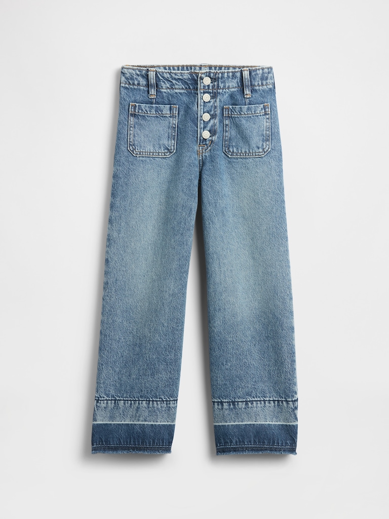 Kids High Rise Stride Wide-Leg Ankle Jeans
