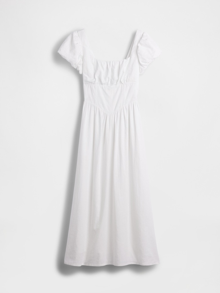 Linen-Blend Drop-Waist Maxi Dress