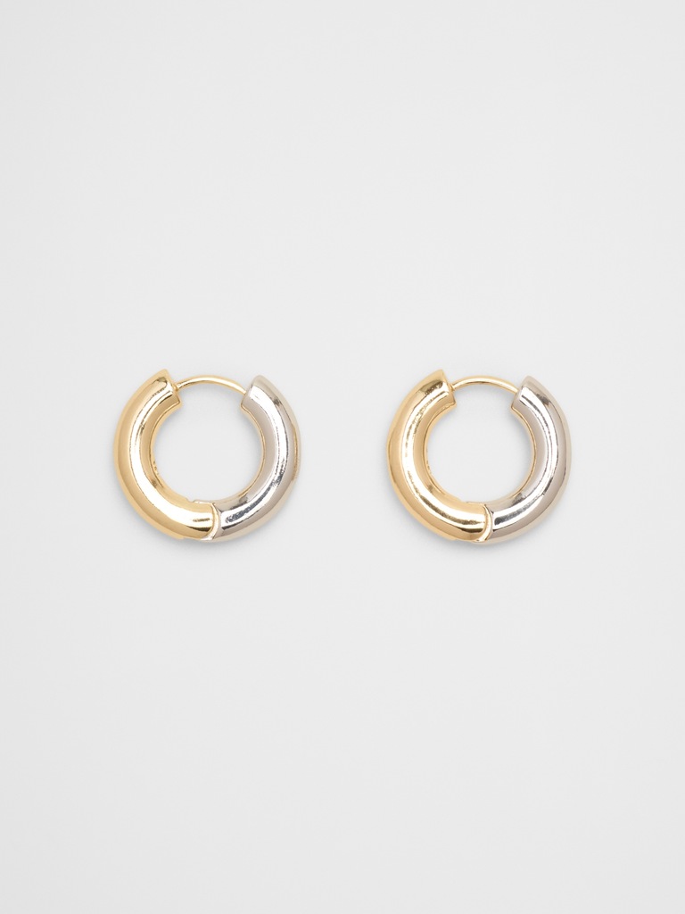Two Tone Huggie Earrings