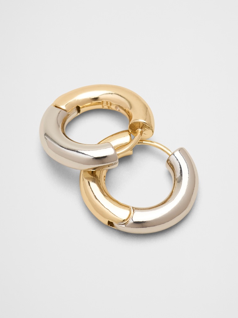 Two Tone Huggie Earrings
