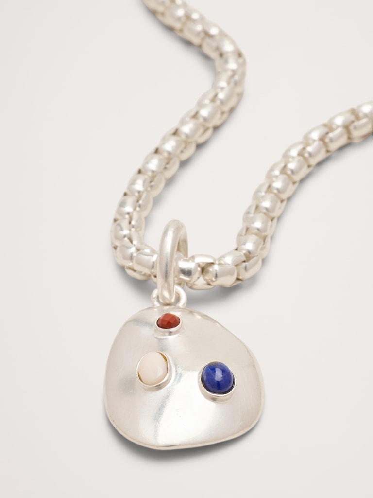 Gem Studed Oval Pendant Necklace