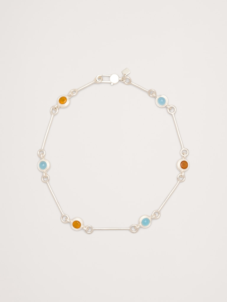 Circle Stone Link Necklace